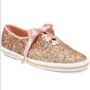 Kate Spade Keds Rose Gold Glitter Sneakers